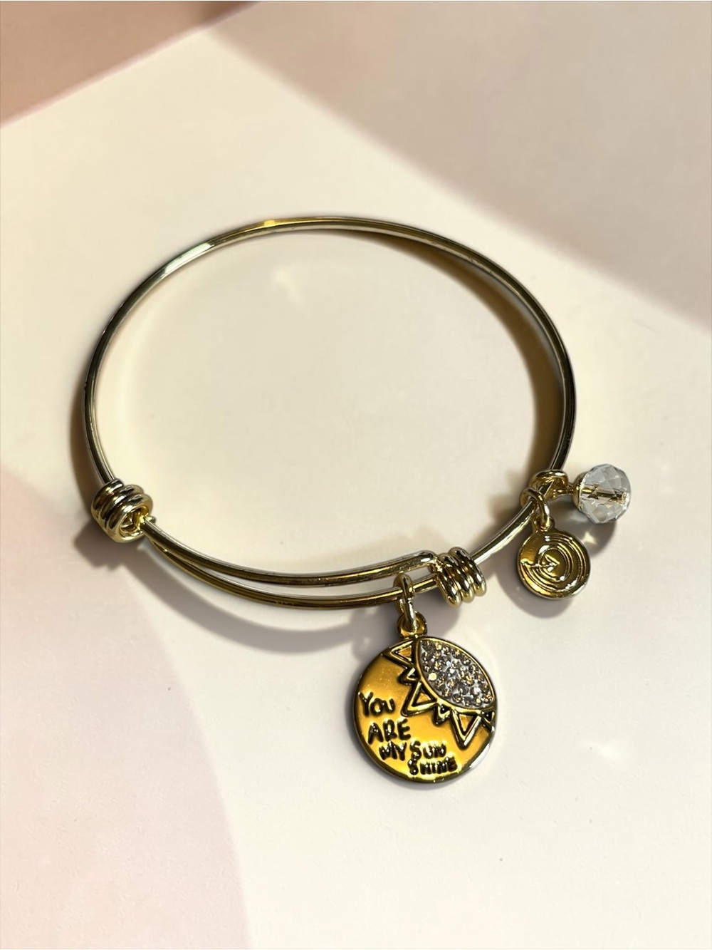 Life Is Good Gold Tone You are My Sunshine Pendant Charm Bracelet CC X